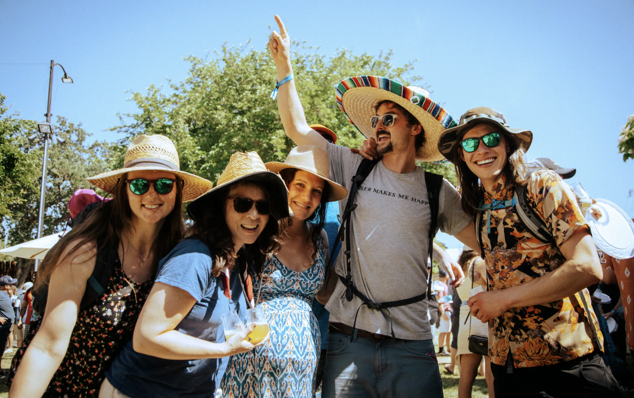 Group of 5 people having a good time 